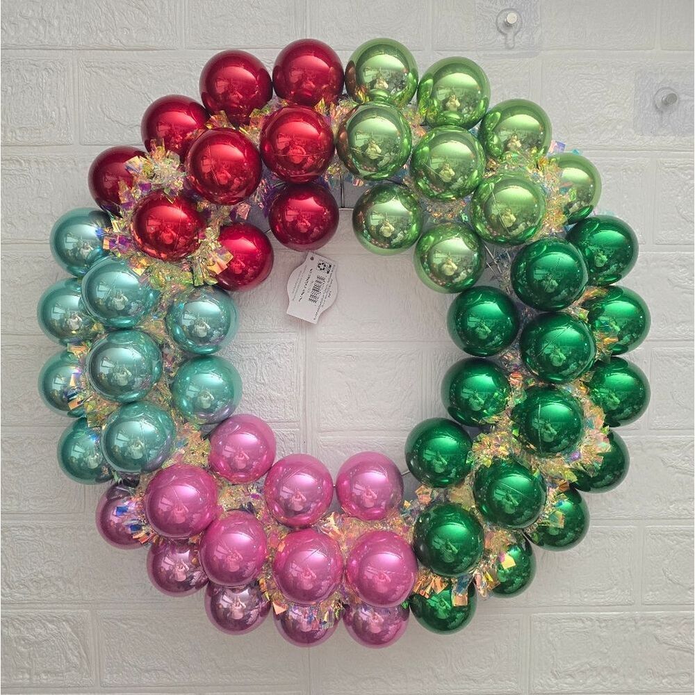 New Multicolor Ornament Christmas Wreath, 20 in, by Holiday Time